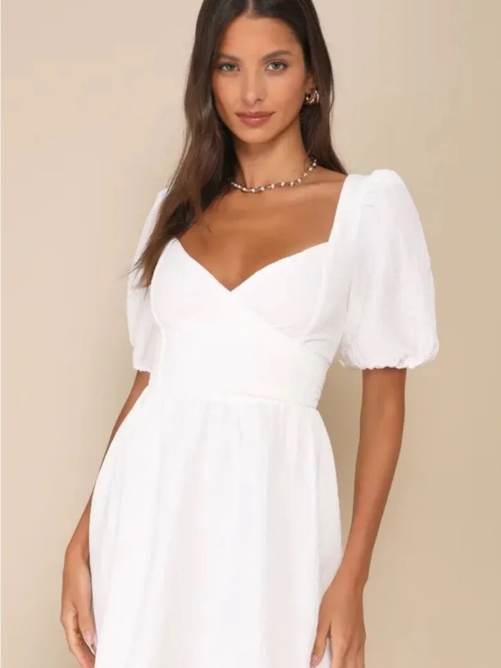 Lulu's White Sweetheart Puff-Sleeve Mini Dress